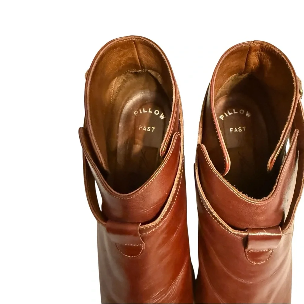 VTG AMALFI  Ginger Tan Ankle Boots Leather Outside, Inside, Sole US 8.5 ITALY - Picture 4 of 8